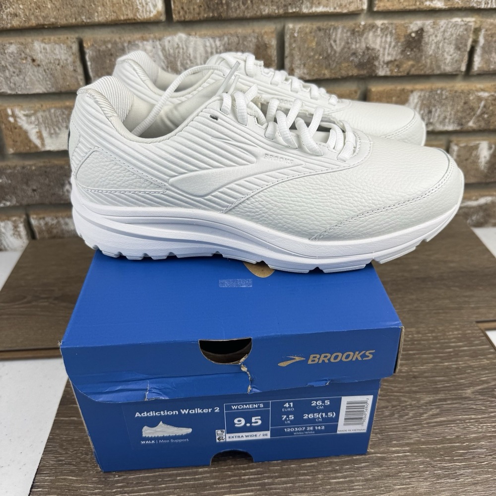 Brooks Addiction Walker 2 White Walking Sneakers Women's Sz 9.5 Extra Wide 2E